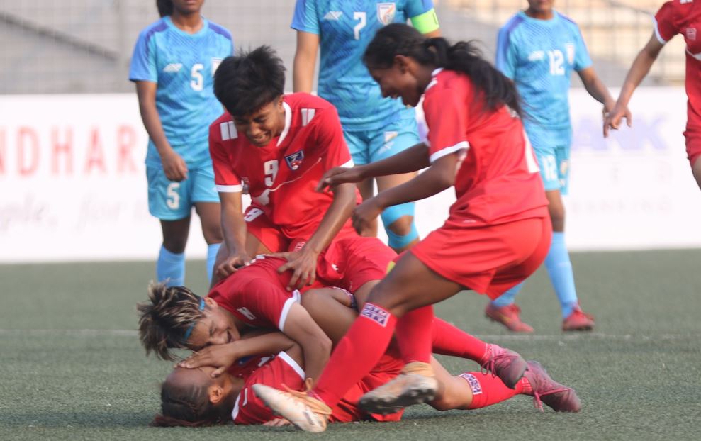 नेपाल भारतमाथि ३–१ गोलको जितसँगै फाइनल प्रवेश